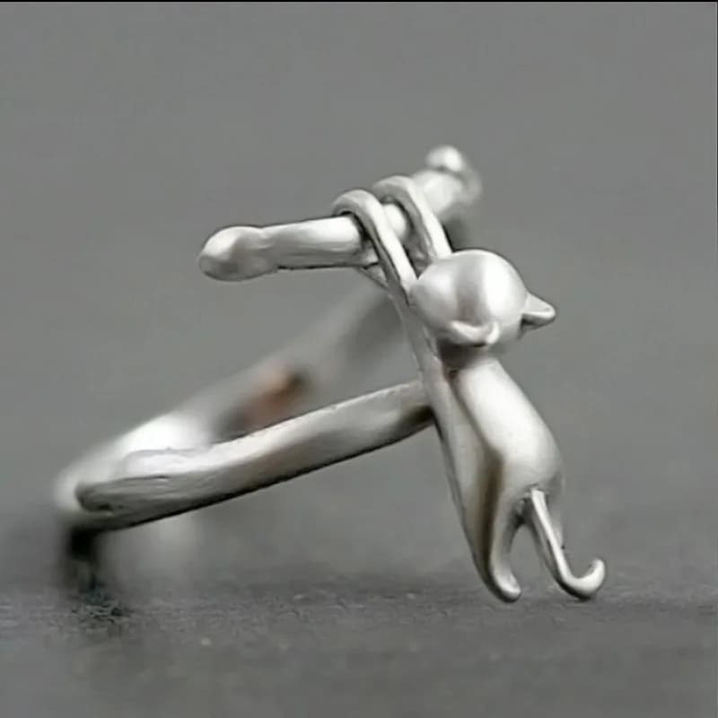 925 Sterling Silver Cat Branch Adjustable Rings For Women Wedding High Quality Jewelry Accessories Jewellery Argent 925
