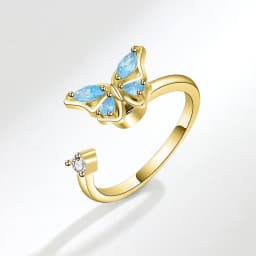 Sunflower Rotating Anxiety Ring For Women Spinner Fidgets Adjustable Open Rings Cute Animal Butterfly Turtle Bague Anti Stress