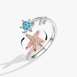 Sunflower Rotating Anxiety Ring For Women Spinner Fidgets Adjustable Open Rings Cute Animal Butterfly Turtle Bague Anti Stress