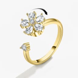 Sunflower Rotating Anxiety Ring For Women Spinner Fidgets Adjustable Open Rings Cute Animal Butterfly Turtle Bague Anti Stress