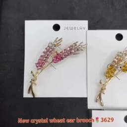 Rhinestone Wheat Ear Brooches for Women Unisex Enamel Wheat Plant Pins Banquet Party Backpack Gifts Jewelry Accessories