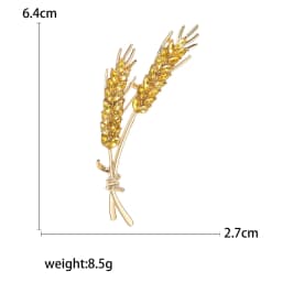 Rhinestone Wheat Ear Brooches for Women Unisex Enamel Wheat Plant Pins Banquet Party Backpack Gifts Jewelry Accessories