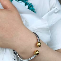 Luxury Stainless Steel Braided Open Men Women Charm Cuff BraceletGold Silvery Ball Jewelry Accessories Bracelets Bangles