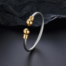 Luxury Stainless Steel Braided Open Men Women Charm Cuff BraceletGold Silvery Ball Jewelry Accessories Bracelets Bangles
