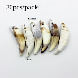 20pcs/30pcs/100pcs Ivory Horn Pendants For Jewelry Making Acrylic Wolf Teeth Charms Pendant Resin Beads DIY Jewelry Accessorie