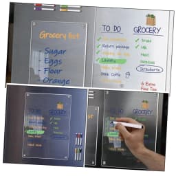 HTMCK Magnetic Transparent Acrylic Week Plan Message Board Scratchable Magnetic Refrigerator Sticker