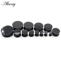 Alisouy 2PCS 3-24mm Black Acrylic Internal Thread Double Flared Ear Tunnel Plugs Expander Stretcher Gauges Piercing Body Jewelry