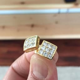 Huitan Luxury Gold Color Square Stud Earrings Women Ear Piercing with CZ Stone Simple Stylish Cool Earrings Hip Hop Jewelry