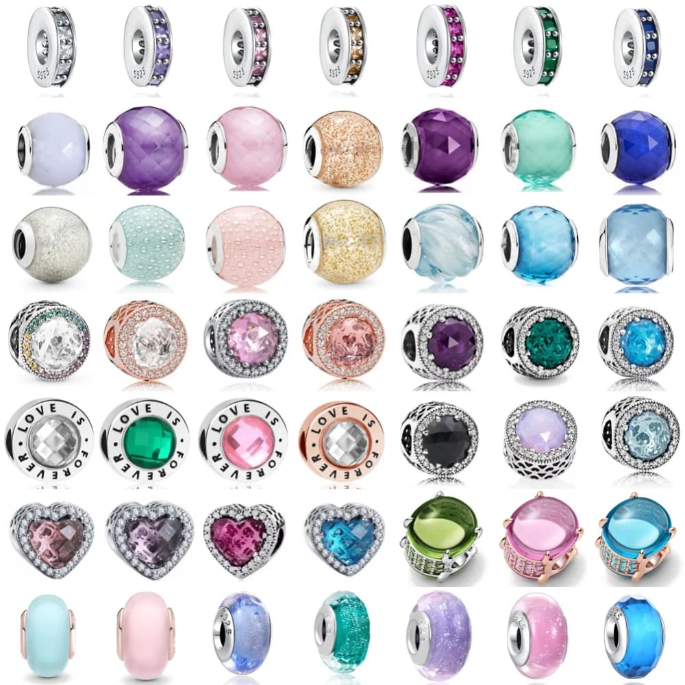 2024 new 925 glass pendant rainbow beads, suitable for European original bracelets, jewelry DIY accessoriesy Clip