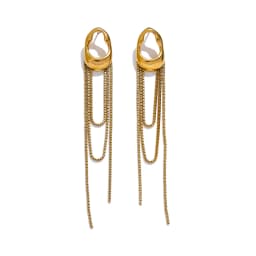 Yhpup 316L Stainless Steel Geometric Tassel Chain Drop Dangle Earrings for Women Temperament Popular Waterproof Jewelry Gift