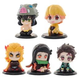 15 pcs/Set Q Version Demon Slayer Sitting Ghost Doll Tanjiro Nidouzi Inosuke Zenizu Figure Action Figure Movie Model Toys Doll