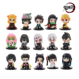 15 pcs/Set Q Version Demon Slayer Sitting Ghost Doll Tanjiro Nidouzi Inosuke Zenizu Figure Action Figure Movie Model Toys Doll