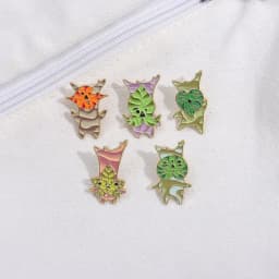 Cartoon Game Elf Enamel Pins Custom Leaf Spliced Fox Octopus Brooches Lapel Badges Animal Plant Jewelry Gift for Friends
