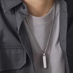 Initials Vertical Bar Necklace for Men,Stainless Steel  A-Z 26 Letters Charm Geometric Pendant Collars,Stylish Jewelry Gift