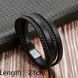 21cm Trendy Leather Bracelets Men Stainless Steel Multilayer Braided Rope Bracelets For Male Bracelets Jewelry