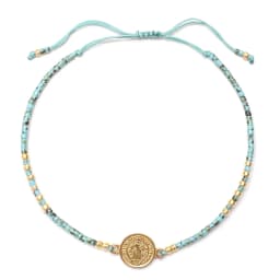 Antique Gold Color Saint Benedict of Nursia Stainless Steel Bracelet Glass Bead Rope Chain for Men Women Wholesale