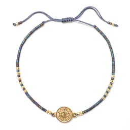 Antique Gold Color Saint Benedict of Nursia Stainless Steel Bracelet Glass Bead Rope Chain for Men Women Wholesale