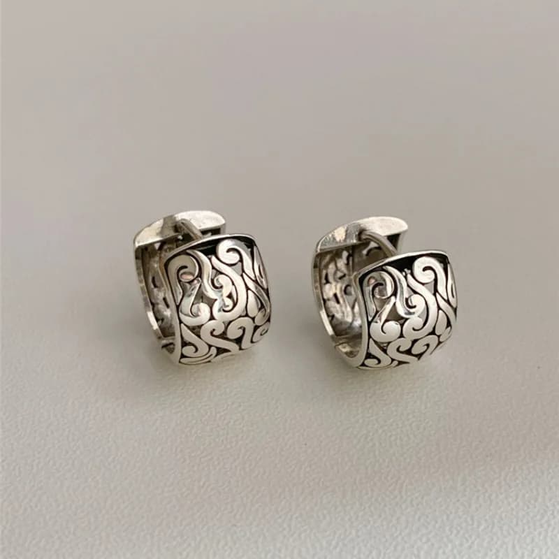 925 Sterling Silver Lucky Character Hollowed Out Cloud Earring for Women Ethnic Retro Jewelry Gift