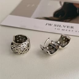 925 Sterling Silver Lucky Character Hollowed Out Cloud Earring for Women Ethnic Retro Jewelry Gift