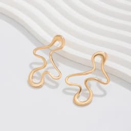 IngeSight.Z Minimalist Irregular Hollow Geometry Metal Stud Earrings Punk Statement Gold Color Earring Women's Charm Ear Jewelry