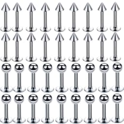 36Pcs Spike Nose Stud Surgical Steel Labret Jewelry Snake Bites Lip Piercing Monroe Lip Rings Studs for Women Men Helix Earring