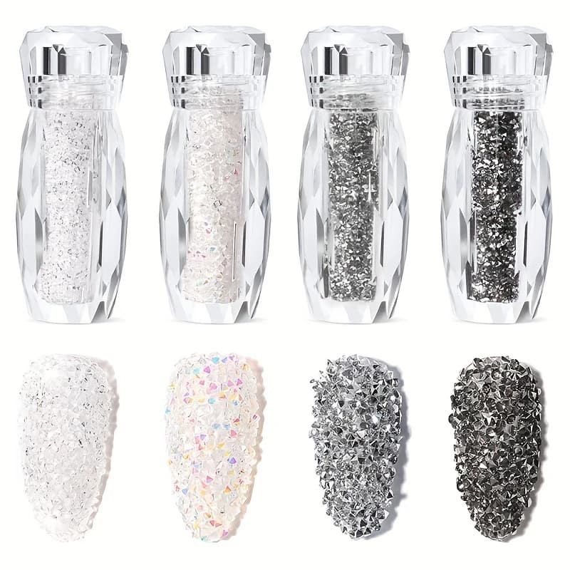Sparkling Caviar Bead Rhinestones Set - 3D Nail Art Crystal Accessories - DIY Fairy-Tale Manicure Design for Special Occasions