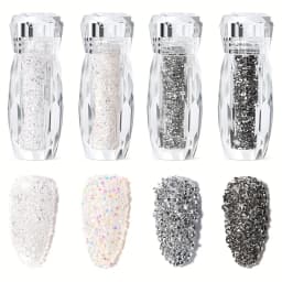 Sparkling Caviar Bead Rhinestones Set - 3D Nail Art Crystal Accessories - DIY Fairy-Tale Manicure Design for Special Occasions