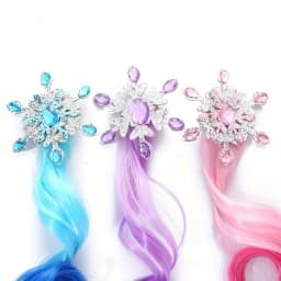 Children's Colorful Wig Hair Clips - Snow Queen - themed Gradient Long Curly Hair Girls' Braided Colorful Rope Headpiece