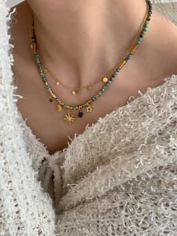 Peri'sBox Vintage Natural Stone Beads Necklace Women's Charm Mang Star Pendant Can be Stacked Jewelry Gothic Jewelry Gifts