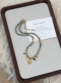 Peri'sBox Vintage Natural Stone Beads Necklace Women's Charm Mang Star Pendant Can be Stacked Jewelry Gothic Jewelry Gifts