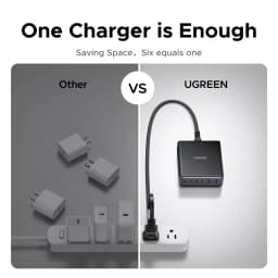 UGREEN 100W 65W GaN Charger 6 in 1 Desktop Laptop Fast Charger For iPhone 17 16 15 14 Pro Max Macbook Air iPad Samsung Xiaomi