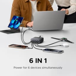 UGREEN 100W 65W GaN Charger 6 in 1 Desktop Laptop Fast Charger For iPhone 17 16 15 14 Pro Max Macbook Air iPad Samsung Xiaomi