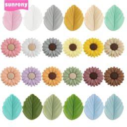 Sunrony 10pcs Mini Leaf Flower Silicone Beads For Jewelry Making Food Grade DIY Pacifier Chain Necklace Accessories Baby Toys