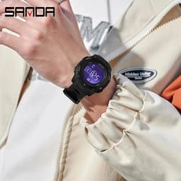 SANDA 2145 Men's Sports Watch, Pedometer & Calorie Counter, 50M Waterproof LED Digital Military Wristwatch, Relogio Masculino
