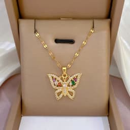 Cute Elephant Cubic Zirconia Pendant Necklaces For Women and Men Golden Copper Metal Necklace Versatile Daily Party Jewelry