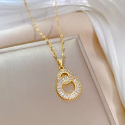 Cute Elephant Cubic Zirconia Pendant Necklaces For Women and Men Golden Copper Metal Necklace Versatile Daily Party Jewelry