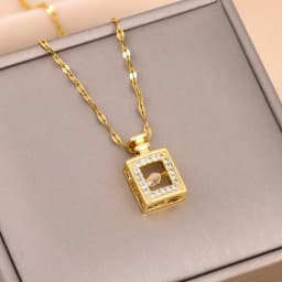 Cute Elephant Cubic Zirconia Pendant Necklaces For Women and Men Golden Copper Metal Necklace Versatile Daily Party Jewelry