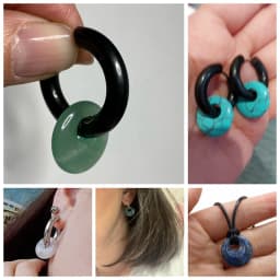 5pcs Natural Big Hole Stone Beads Labradorite Jades Agates Round Donut Pendant For Jewelry Making Earrings Necklace DIY 18CM