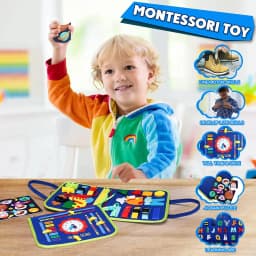 Montessori Toys Busy Board Sensory Activity Developing Board for Motor Skills,Learning Board for Toddlers Birthday gift