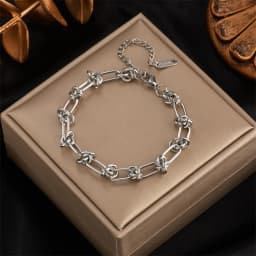 316L Stainless Steel Gold Silver Color Twist Knot Necklace Bracelets For Womens Girl New Fashion Non-fading Jewelry Set