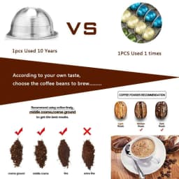 ICafilas Espresso Capsulas Recargables Nespresso Vertuoline & Vertuo Stainless Steel (G2) Refillable Capsule Reusable Filter ODS