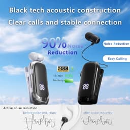 New Lavalier Business Bluetooth Headphone Talk/Music Time 20 Hours,LED Digital Display,Noice Cancelling Wireless Earphone