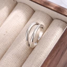 PANJBJ  925 Sterling Silver Double Layer Ring for Women Girl Gift Geometry Hollowing Out Minimalism Fashion Jewelry Wholesale