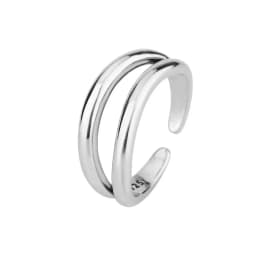 PANJBJ  925 Sterling Silver Double Layer Ring for Women Girl Gift Geometry Hollowing Out Minimalism Fashion Jewelry Wholesale