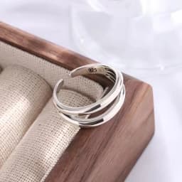 PANJBJ  925 Sterling Silver Double Layer Ring for Women Girl Gift Geometry Hollowing Out Minimalism Fashion Jewelry Wholesale