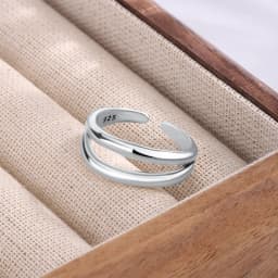 PANJBJ  925 Sterling Silver Double Layer Ring for Women Girl Gift Geometry Hollowing Out Minimalism Fashion Jewelry Wholesale