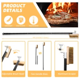 Pizza Oven Brush Copper Stove Brush Bristle Brass Wood Long Handle Grill Cleaning Oven Brush for Small Oven Kitchen Tool