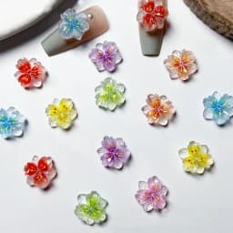 50pcs/bag Random Color Luminous Resin Charms Love Heart Nails Decoration Glow in The Dark Scepter Nail Art Accessories Parts