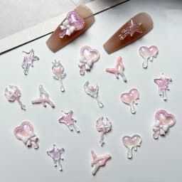 50pcs/bag Random Color Luminous Resin Charms Love Heart Nails Decoration Glow in The Dark Scepter Nail Art Accessories Parts