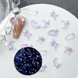 50pcs/bag Random Color Luminous Resin Charms Love Heart Nails Decoration Glow in The Dark Scepter Nail Art Accessories Parts